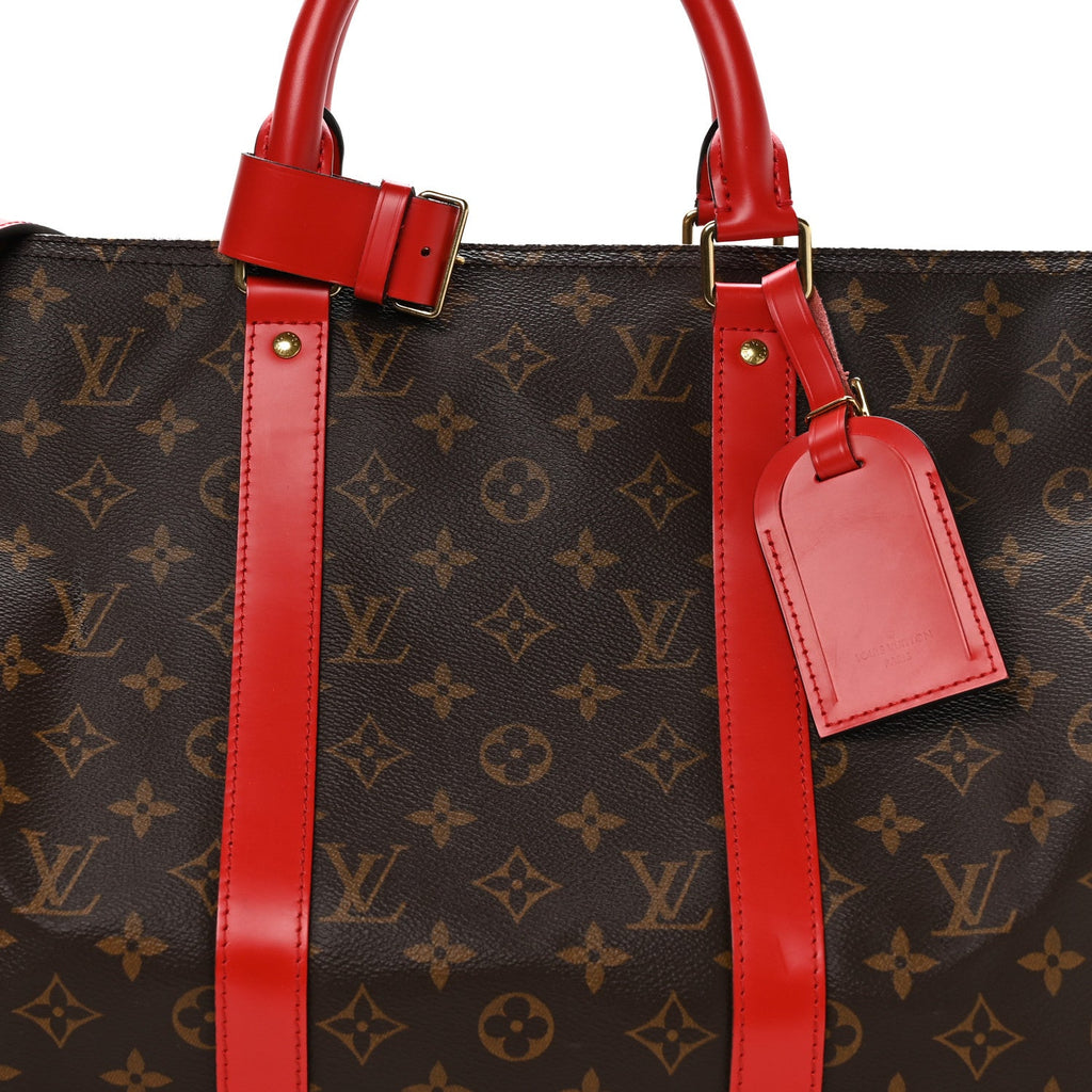 Louis Vuitton Calfskin Monogram Keepall Bandouliere 50 Coquelicot