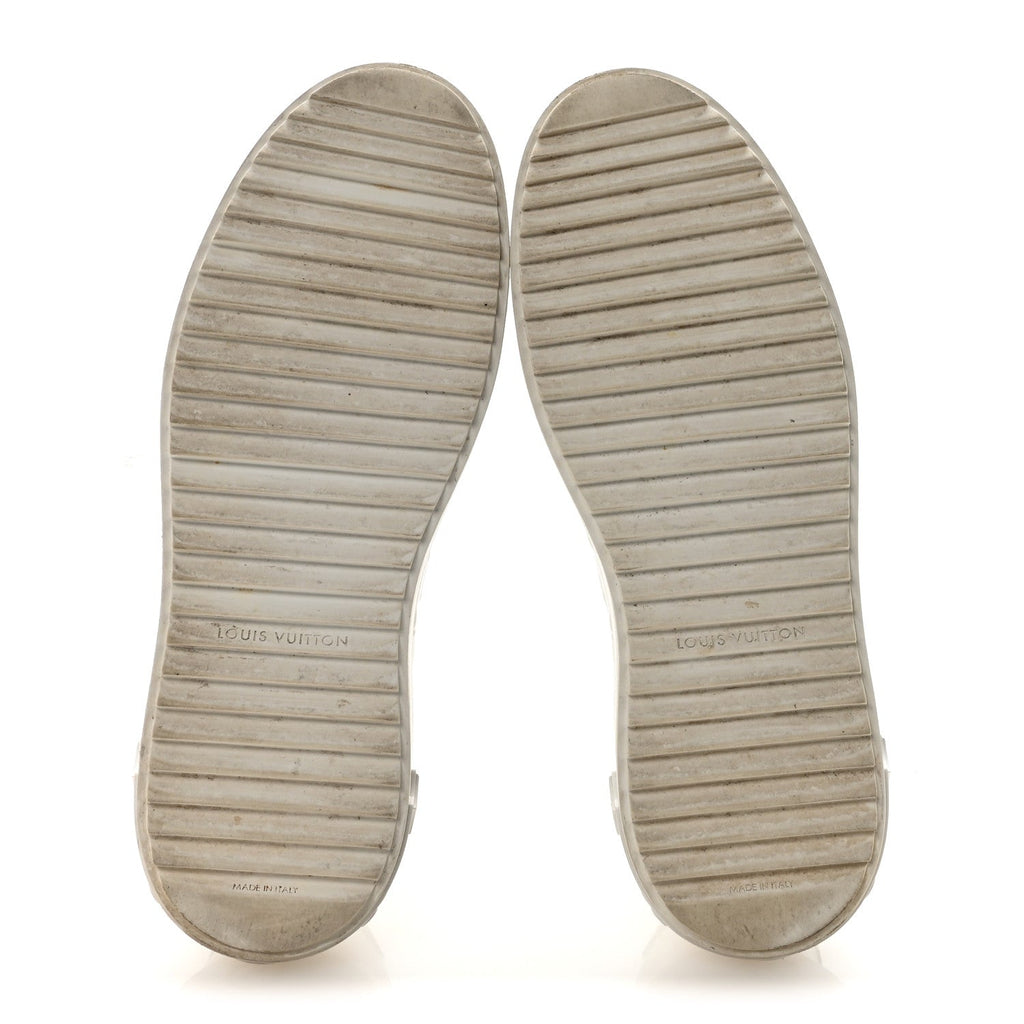 Louis Vuitton Lambskin Embossed Monogram Time Out Sneakers 40 White