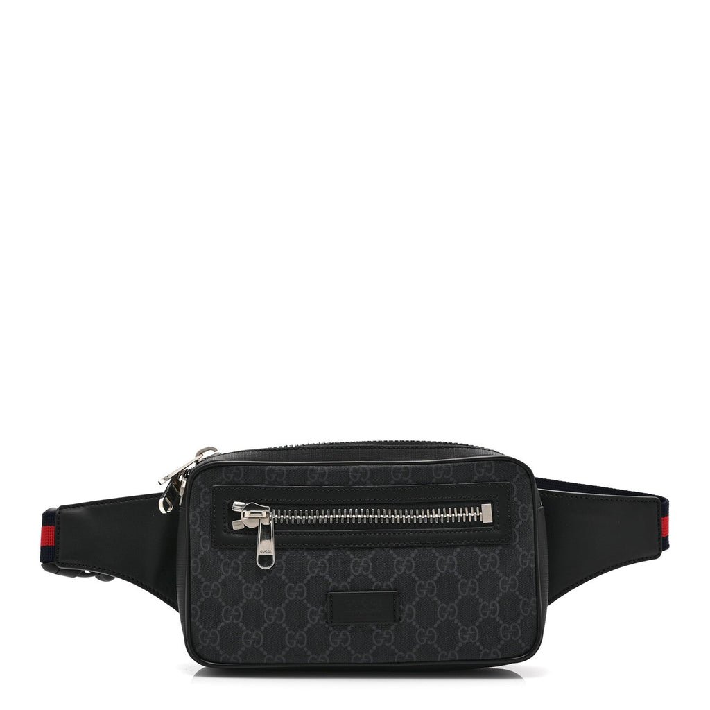 Gucci Soft GG Supreme Monogram Web Belt Bag Black Grey