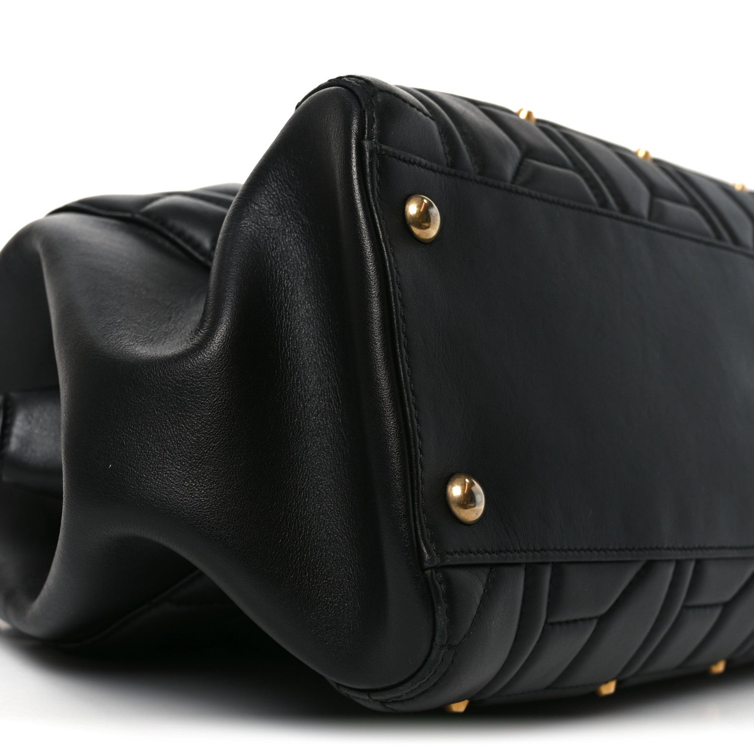 Gucci Calfskin Matelasse Studded Medium GG Marmont Tote Black