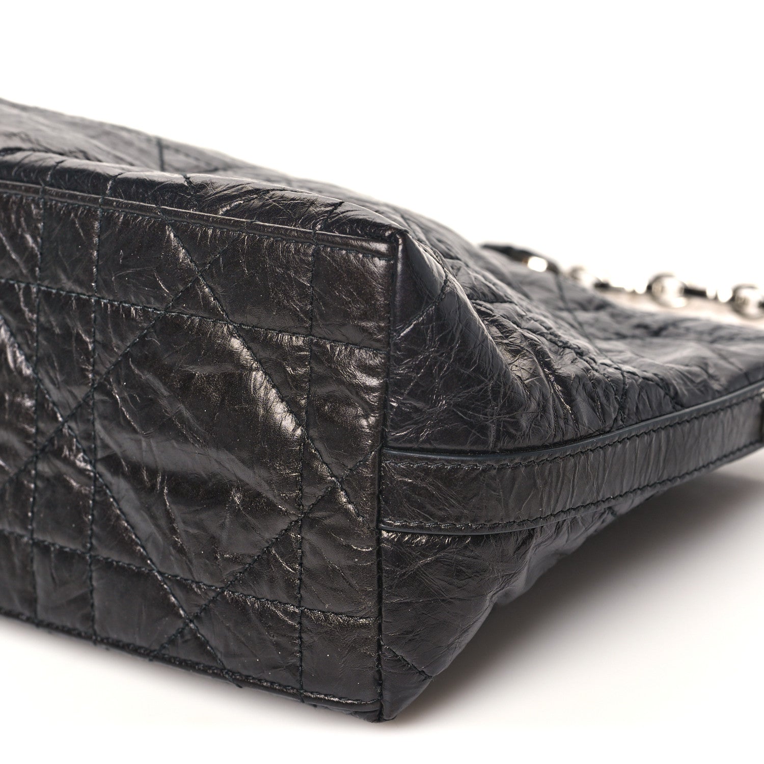 Christian Dior Crinkled Calfskin Macrocannage DiorStar Hobo Bag Black