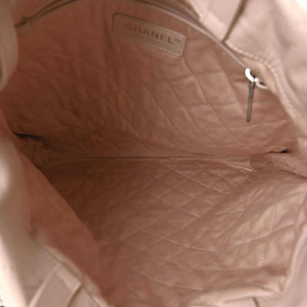 Chanel Shiny Calfskin Quilted Chanel 22 Backpack Beige