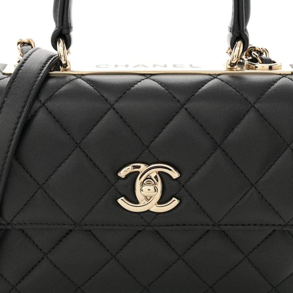 Chanel Lambskin Quilted Mini Trendy CC Dual Handle Flap Bag Black