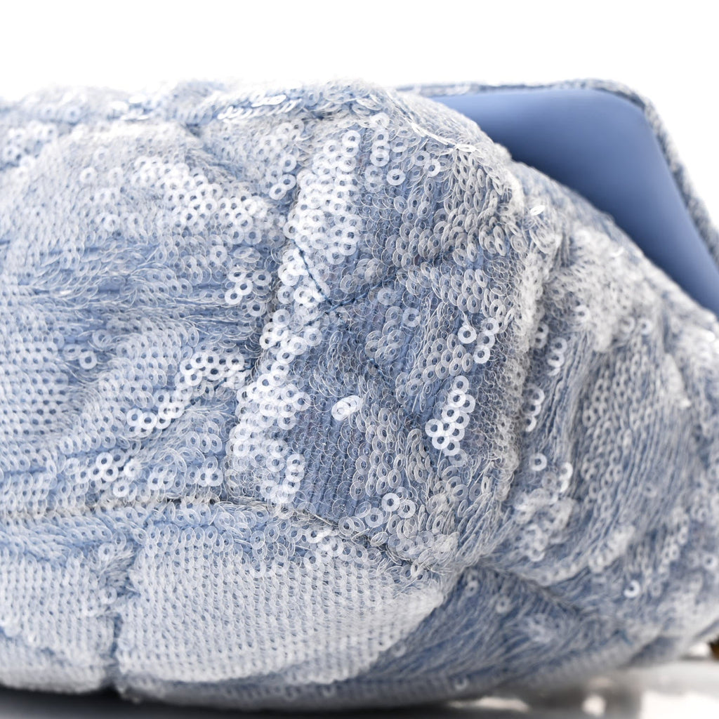 Chanel Sequin Quilted Medium Chanel 19 Flap Light Blue