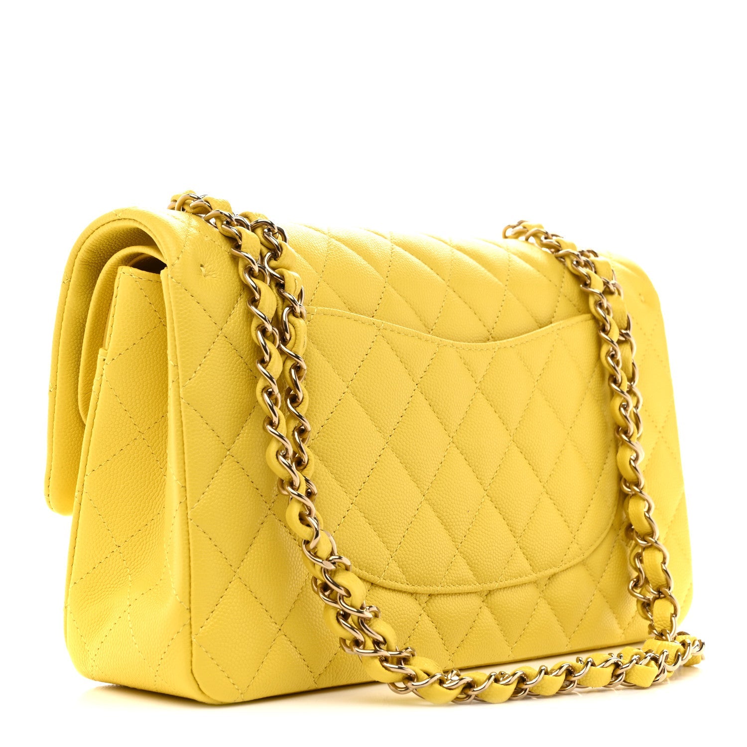 Chanel Caviar Quilted Medium Double Flap Yellow