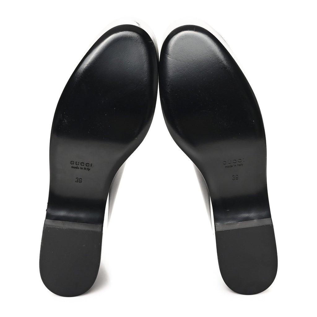 Gucci Ancora Calfskin Womens Horsebit Platform Loafers 39 Black