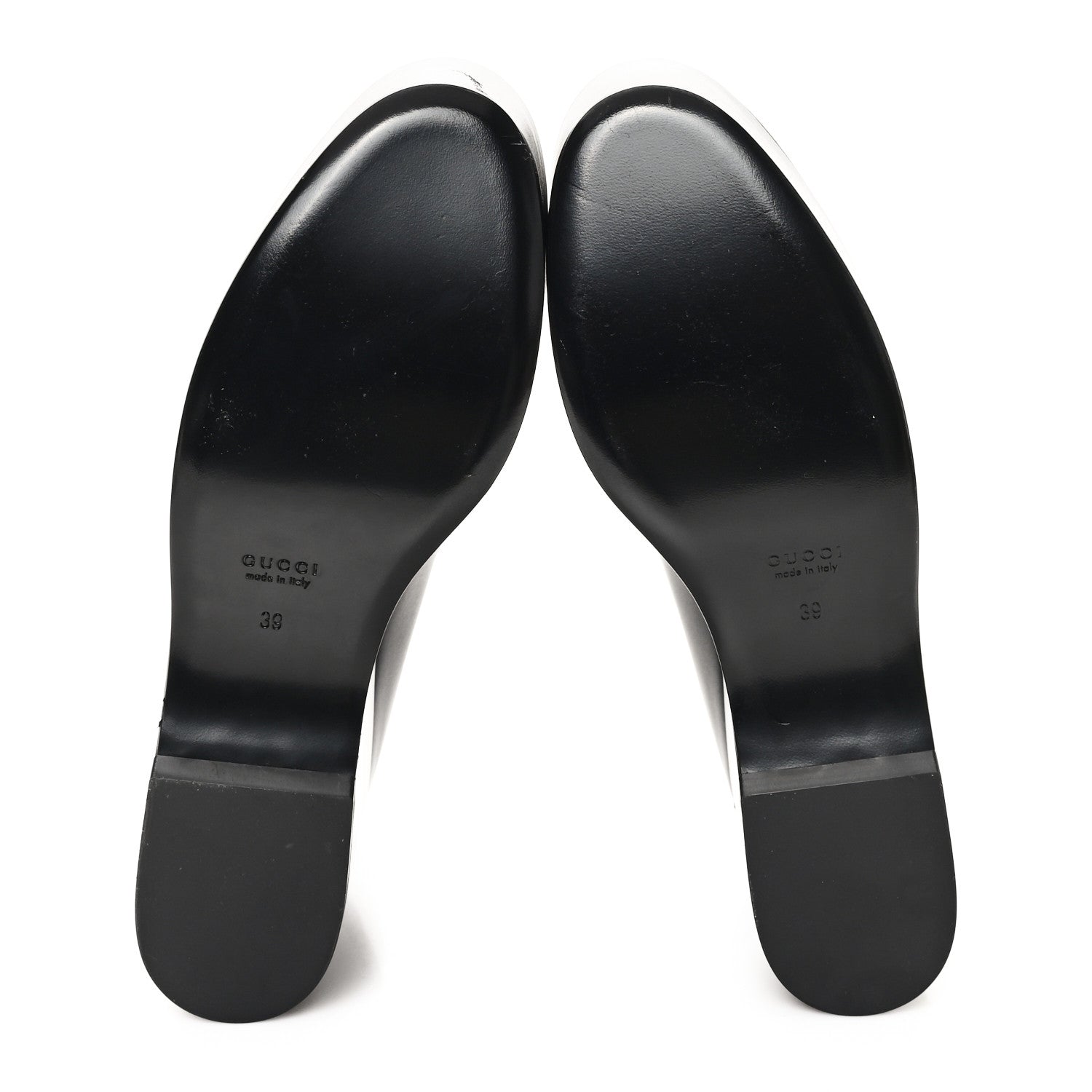 Gucci Ancora Calfskin Womens Horsebit Platform Loafers 39 Black