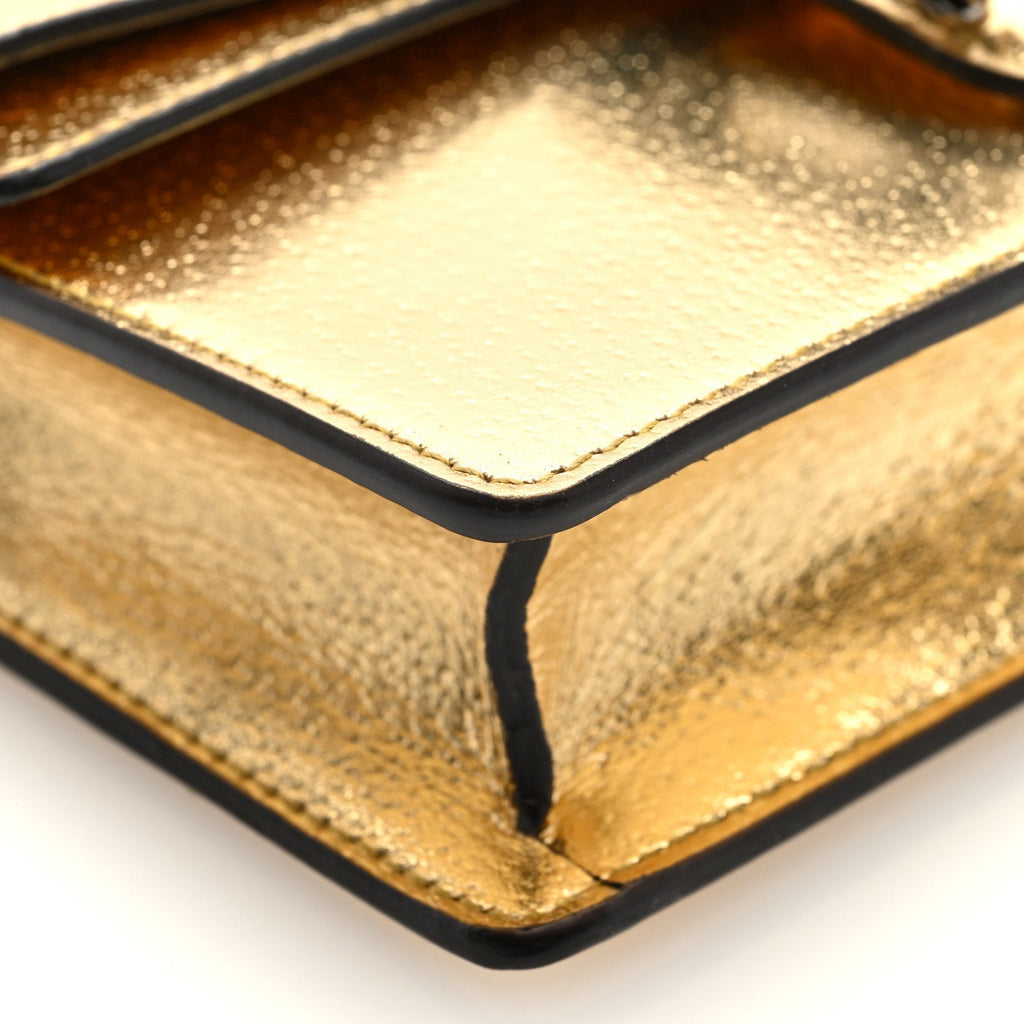 Gucci Metallic Calfskin Super Mini Dionysus Shoulder Bag Gold