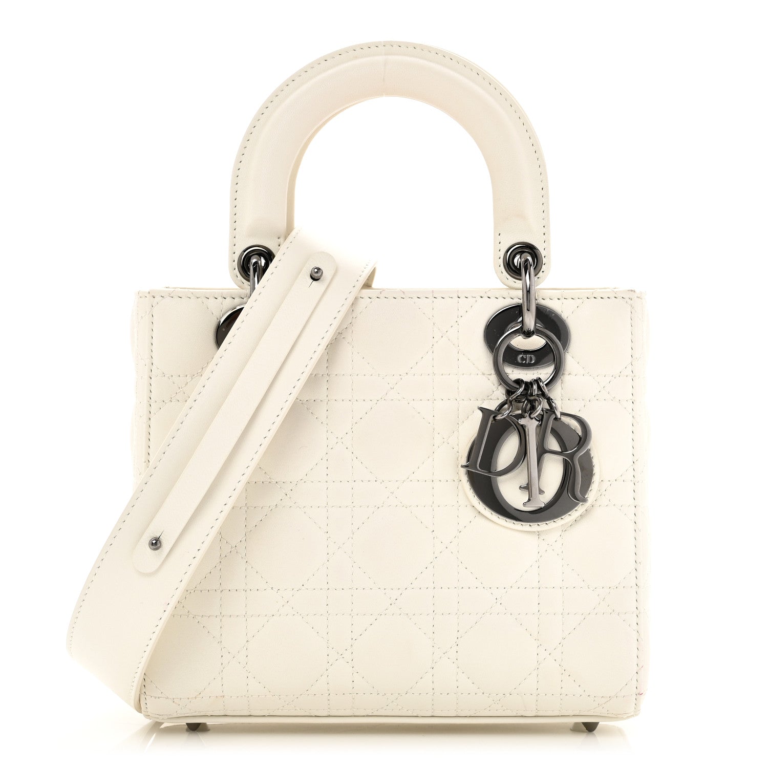 Christian Dior Lambskin Cannage Small My ABCDior Lady Dior White