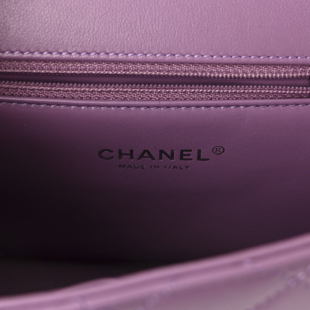 Chanel Lambskin Quilted Small CC Filigree Flap Purple