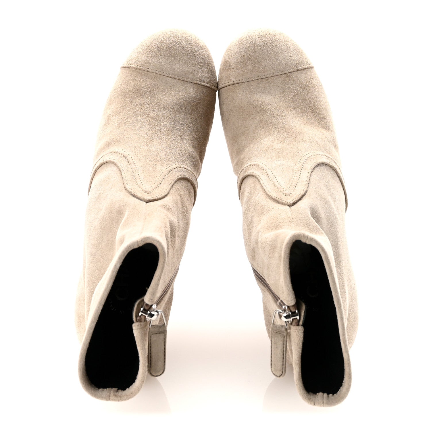 Chanel Suede Calfskin Platform Short Boots 40 Beige