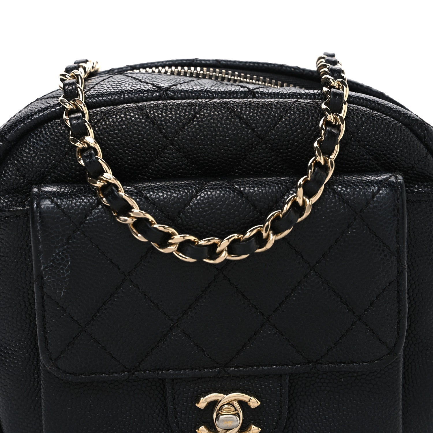 Chanel Caviar Quilted CC Day Camera Case Black