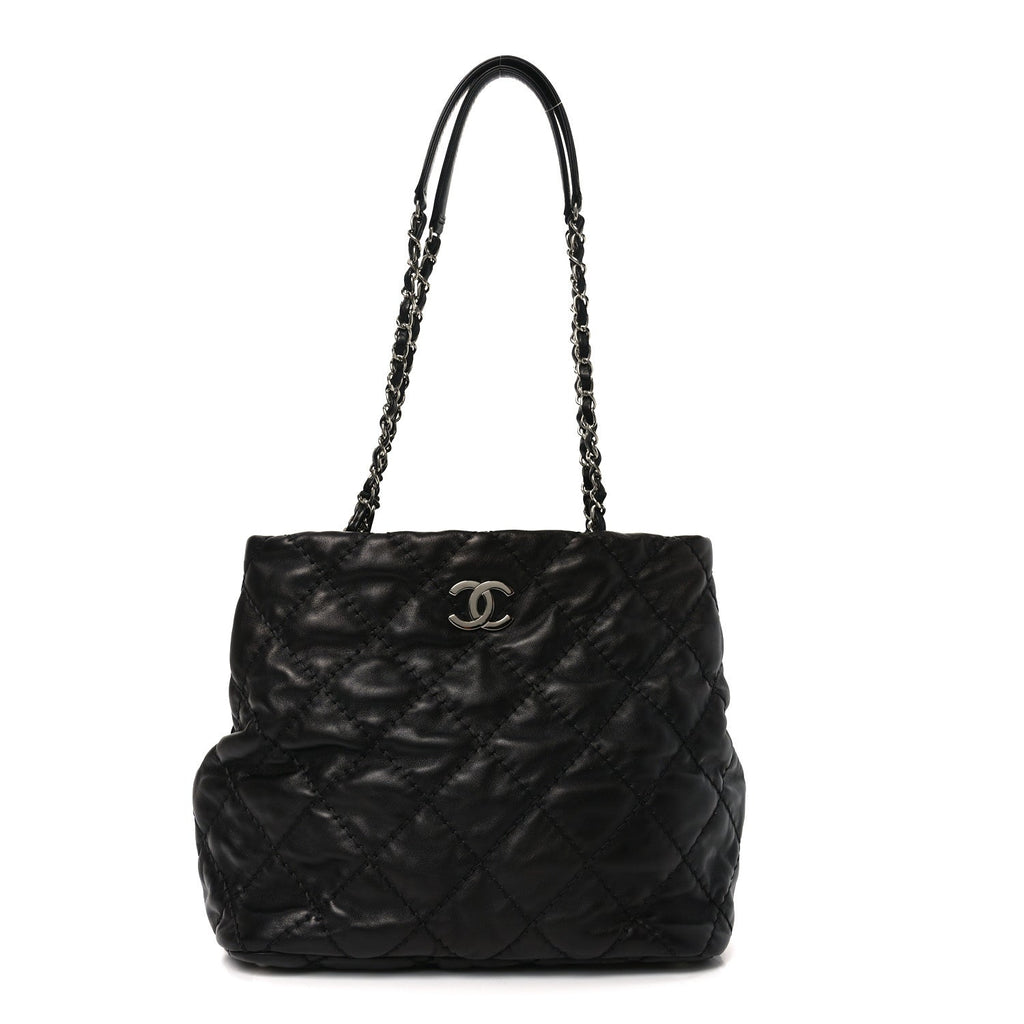 Chanel Calfskin Contrast Stitch Tote Black