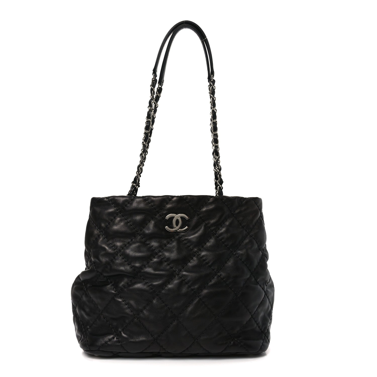 Chanel Calfskin Contrast Stitch Tote Black
