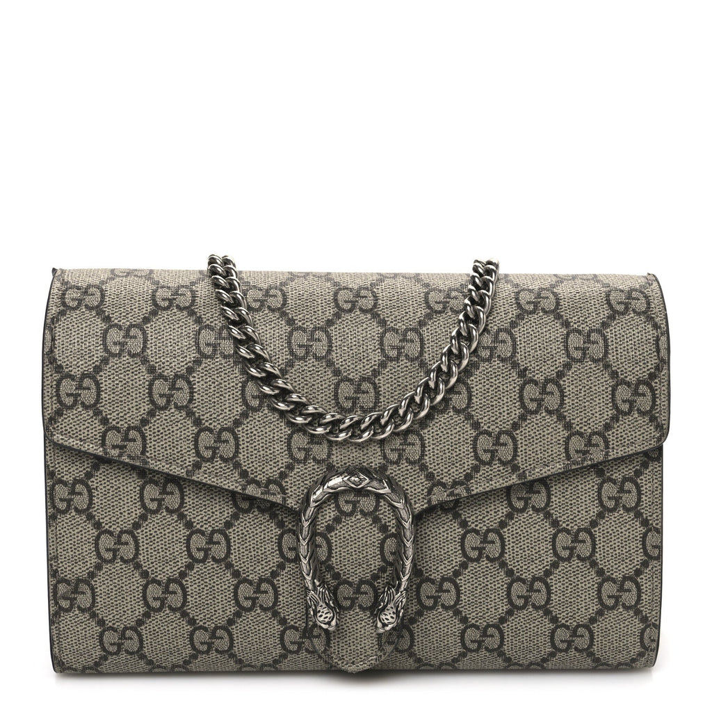 Gucci GG Supreme Monogram Mini Dionysus Chain Wallet Beige Taupe