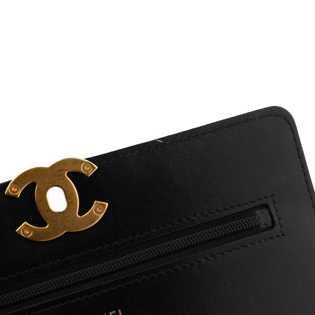 Chanel Lambskin Quilted Chanel 19 Wallet On Chain WOC Black