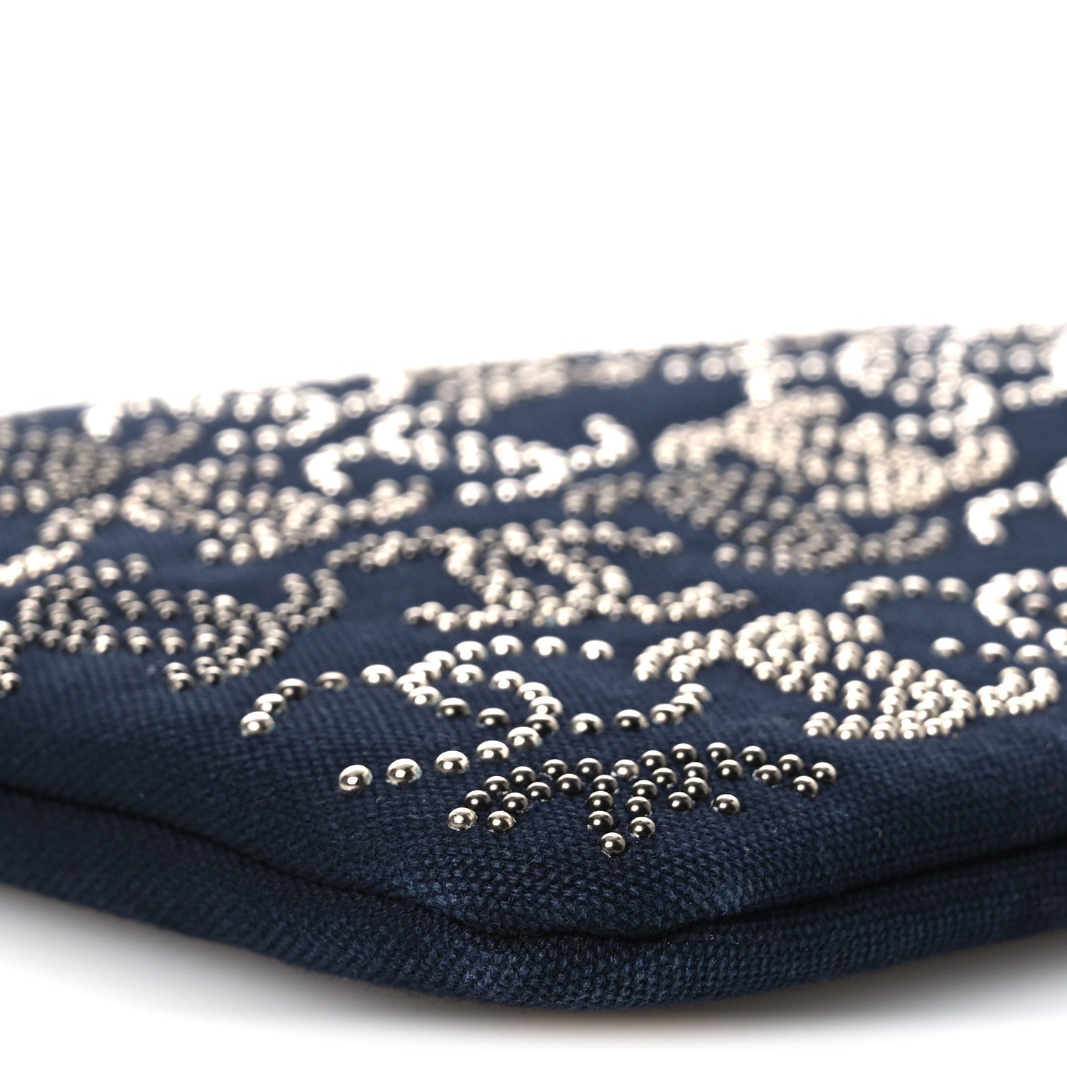 Canvas Studded CC Medium Cosmetic Pouch Navy