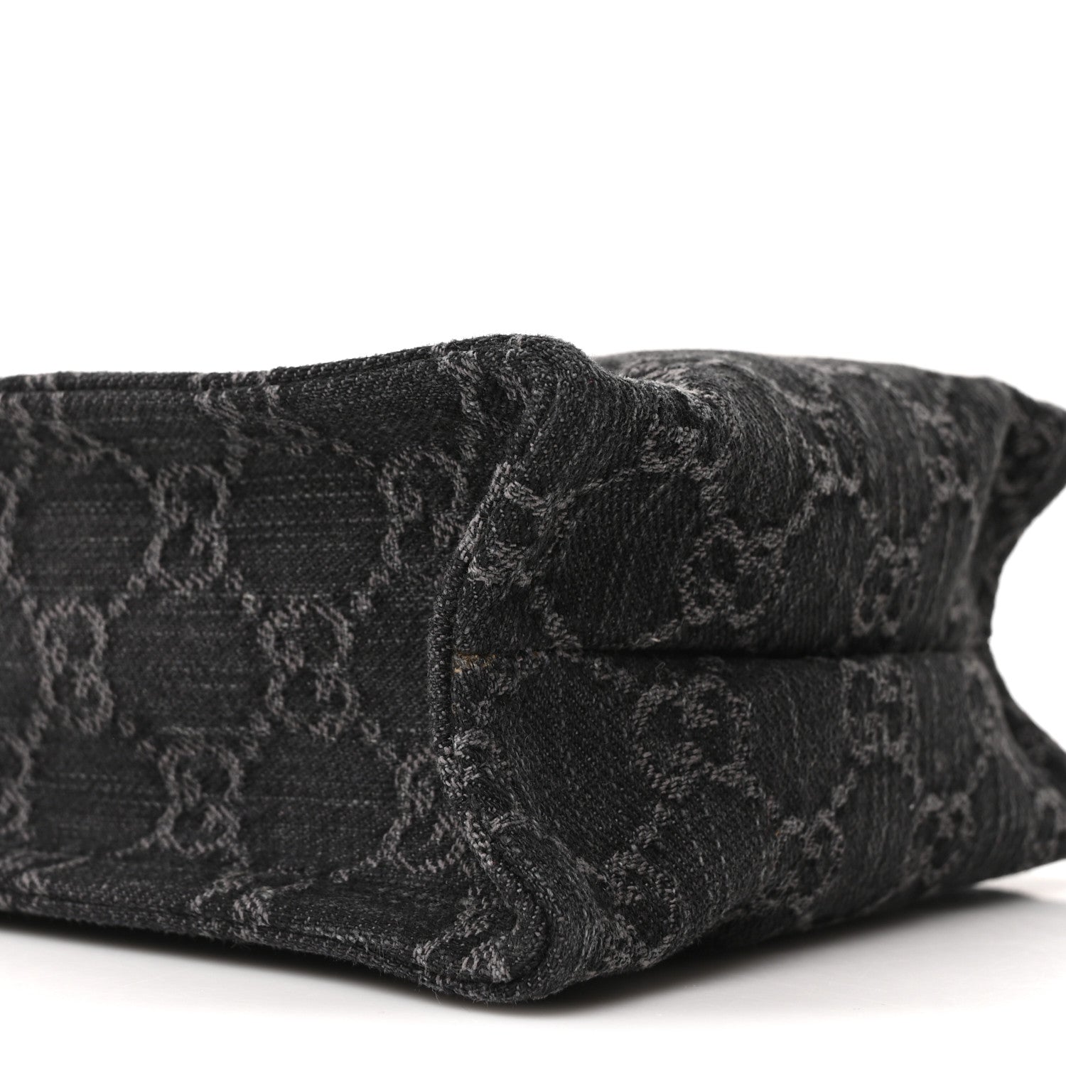Gucci Denim GG Monogram Calfskin Mini Ophidia Tote Bag Black