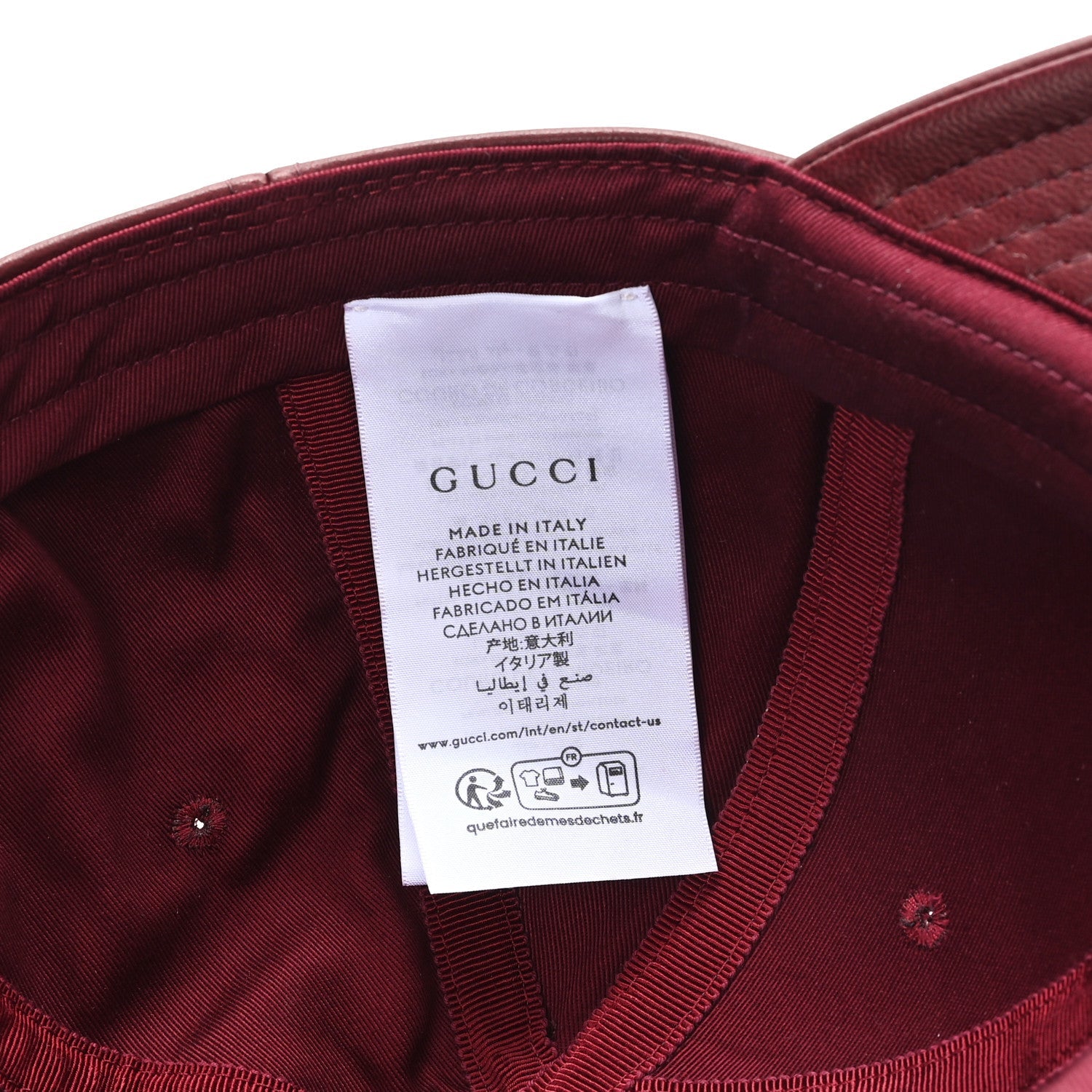 Gucci Nappa GG Baseball Hat M Burgundy