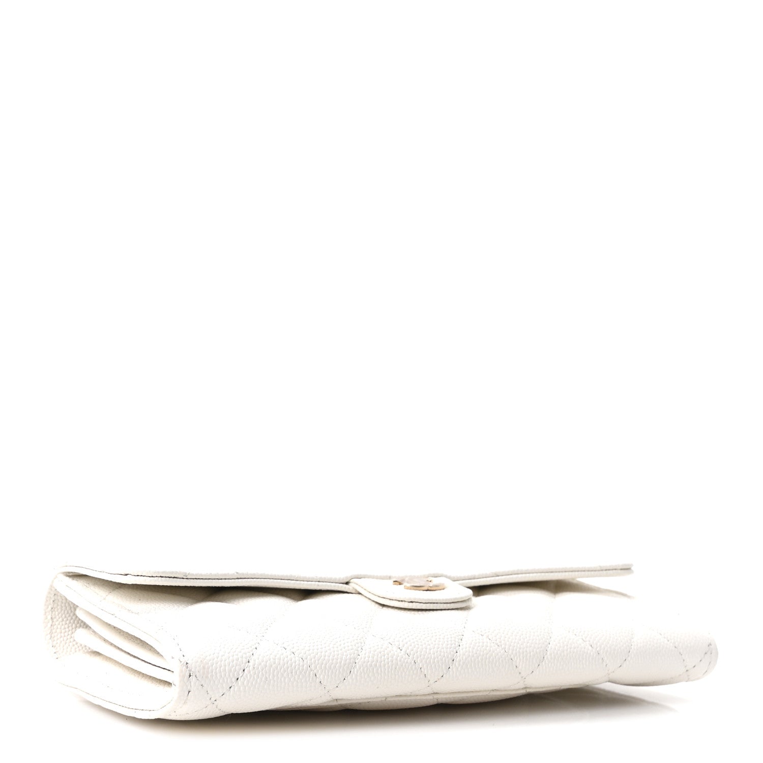 Caviar Quilted Large Gusset Flap Wallet White