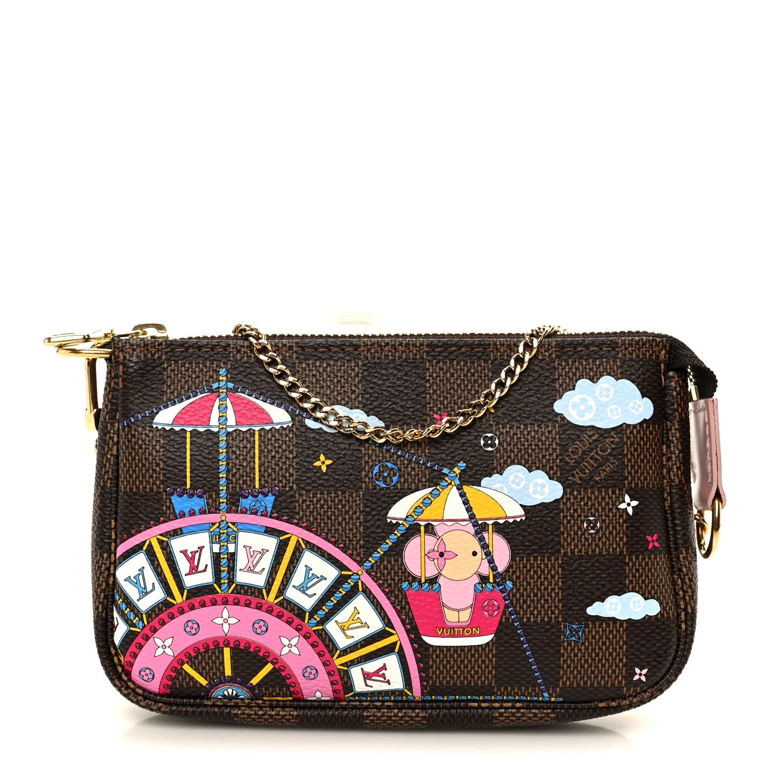 Louis Vuitton Damier Ebene 2020 Christmas Animation Big Wheel Mini Pochette Accessories Rose Ballerine