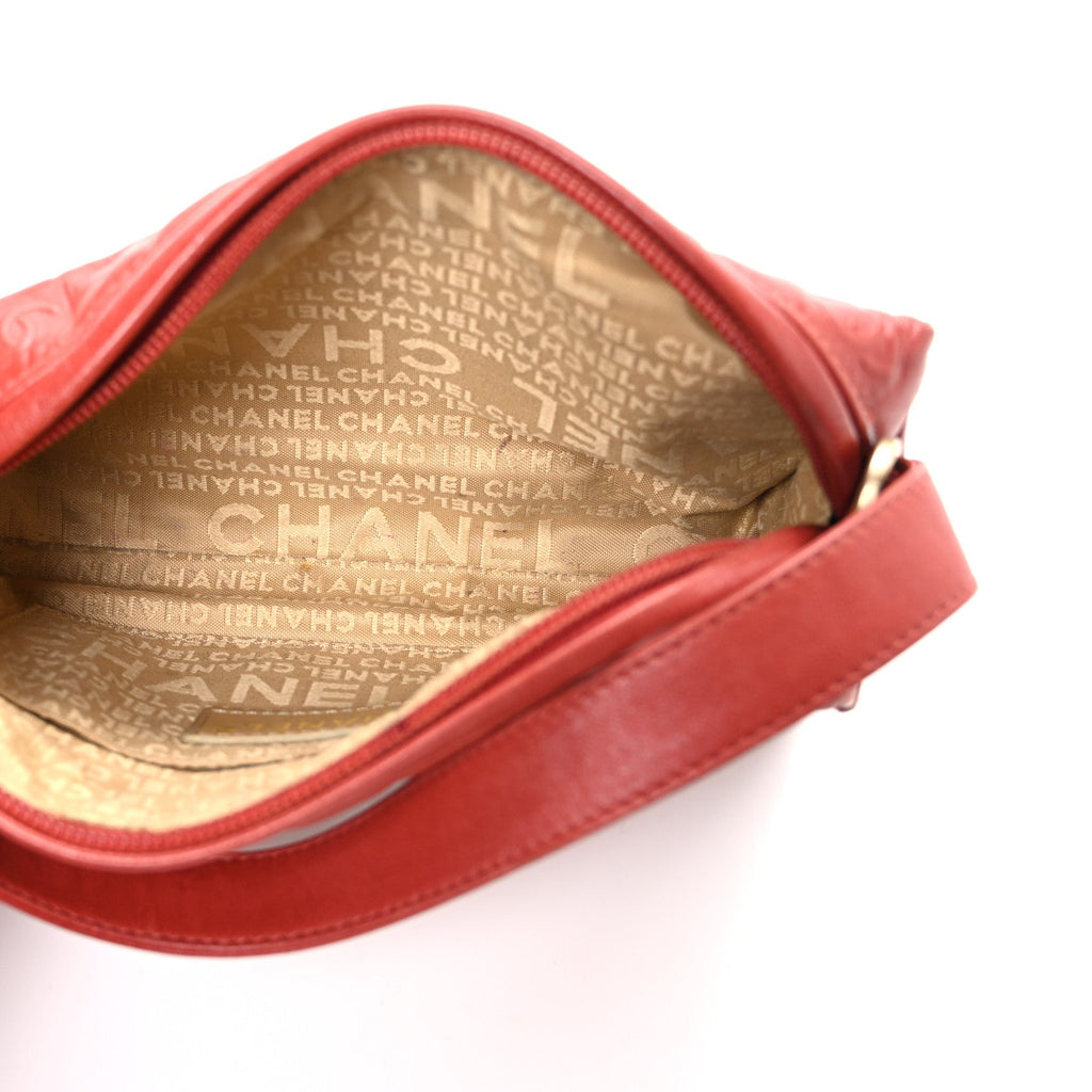 Chanel Lambskin Embossed CC Chocolate Bar Shoulder Bag Red