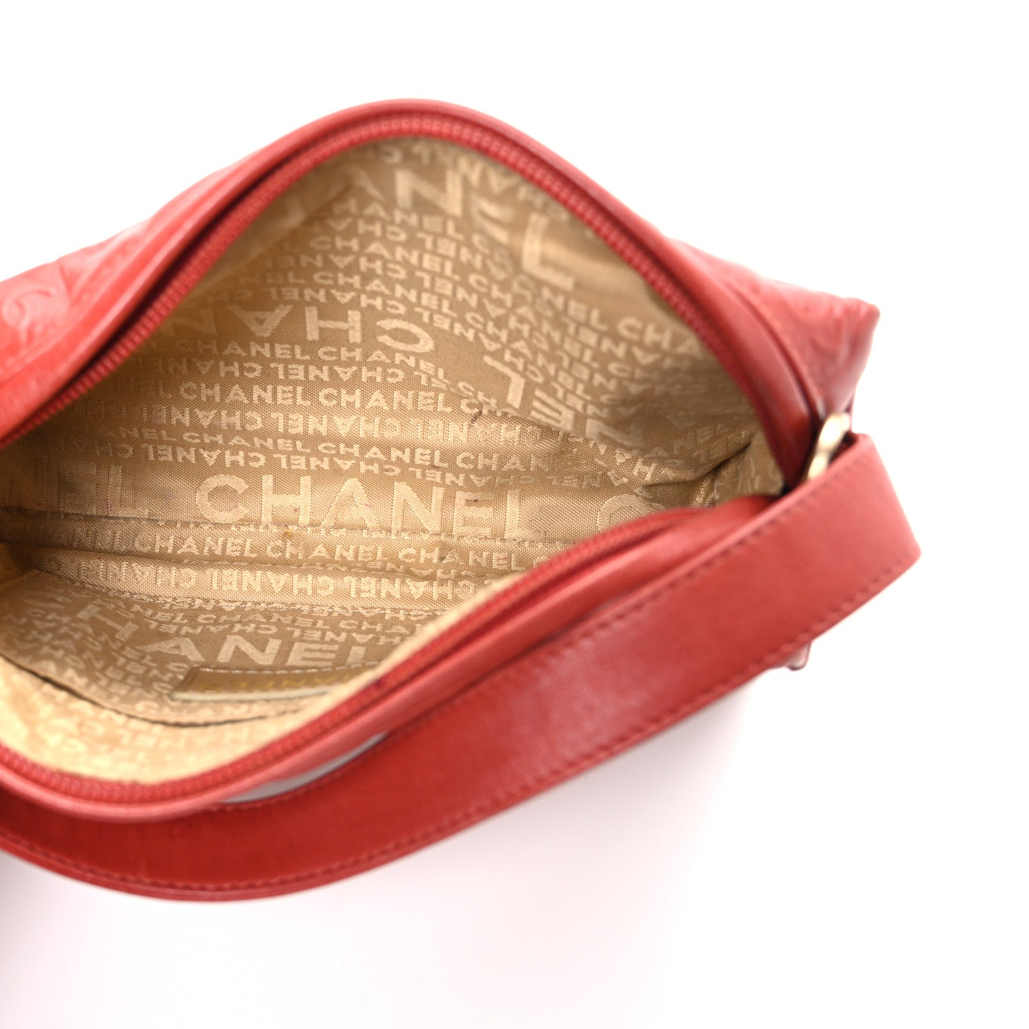 Chanel Lambskin Embossed CC Chocolate Bar Shoulder Bag Red