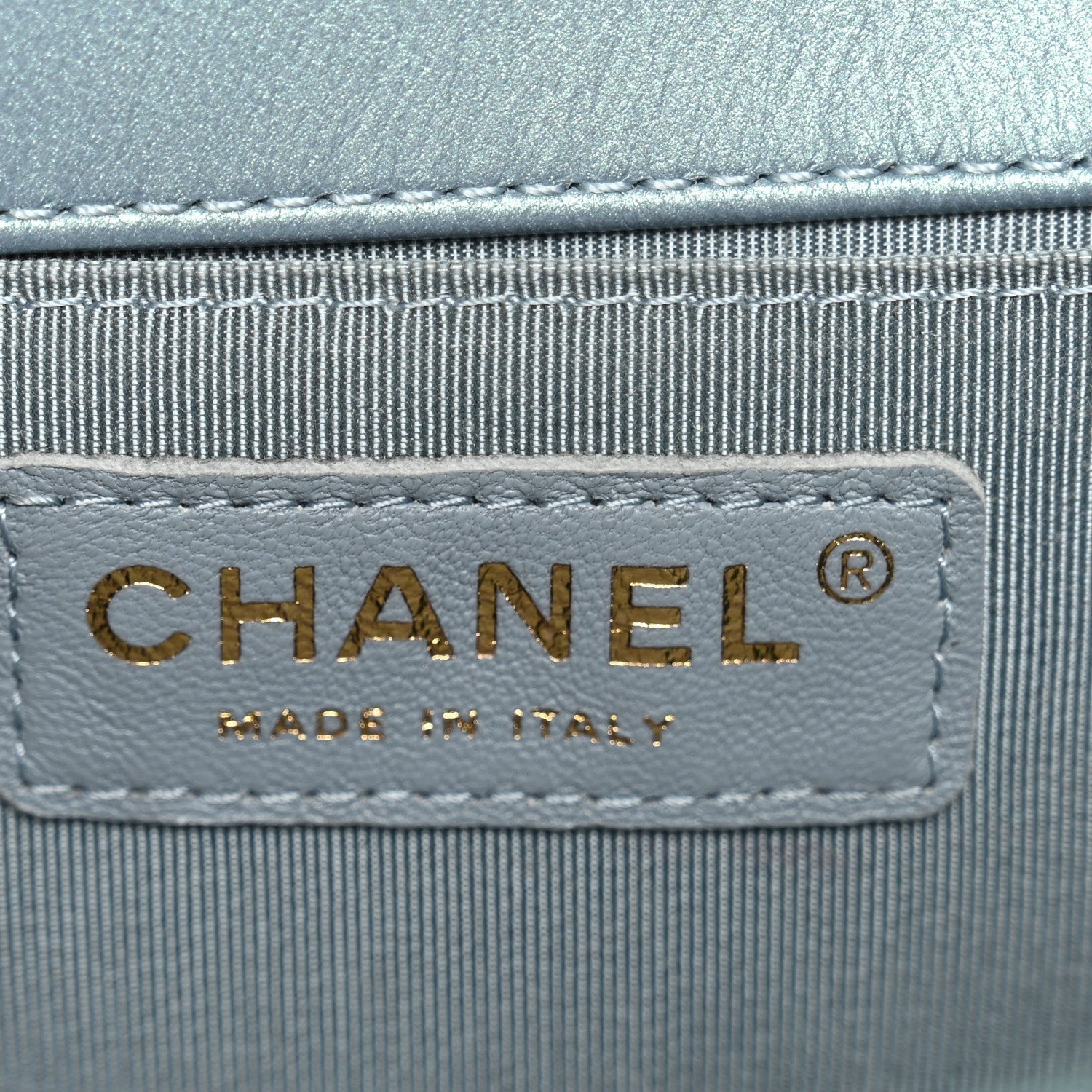 Chanel Iridescent Patent Calfskin Quilted Medium Boy Flap Light Blue