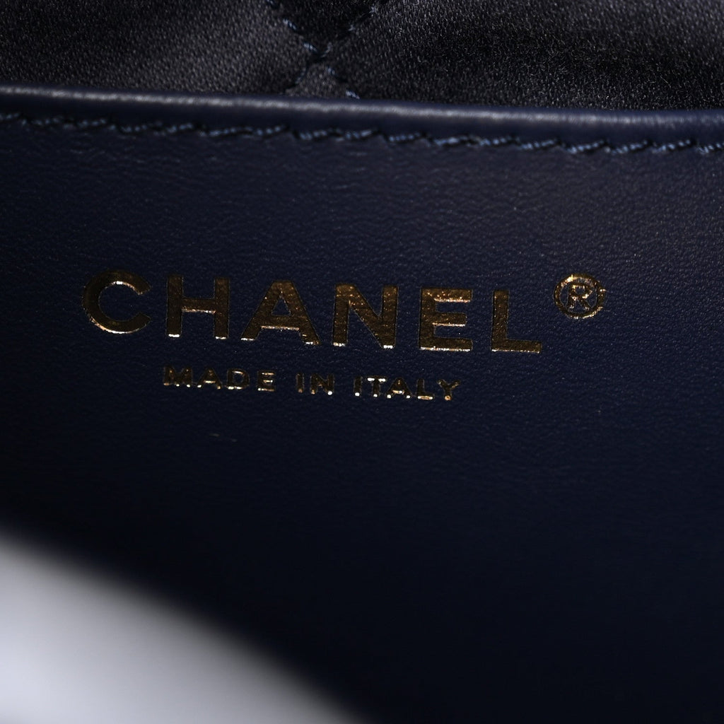 Chanel Shiny Calfskin Quilted Mini Chanel 22 Navy Blue