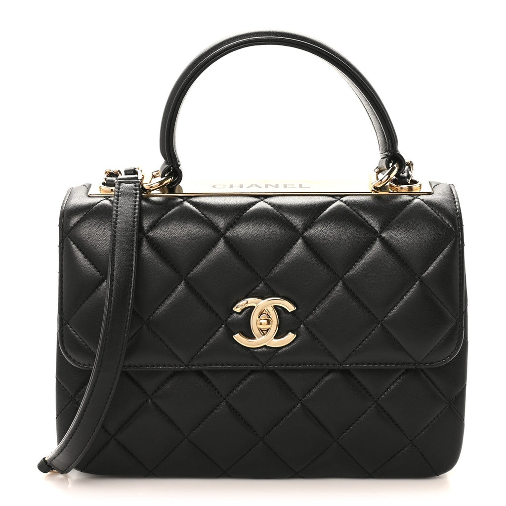Chanel Lambskin Quilted Small Trendy CC Dual Handle Flap Bag Black