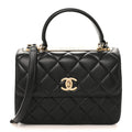 Chanel Lambskin Quilted Small Trendy CC Dual Handle Flap Bag Black