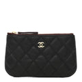 Caviar Quilted Small Cosmetic Case Black