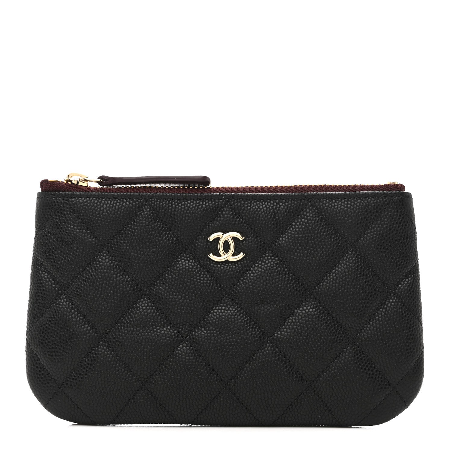 Caviar Quilted Small Cosmetic Case Black