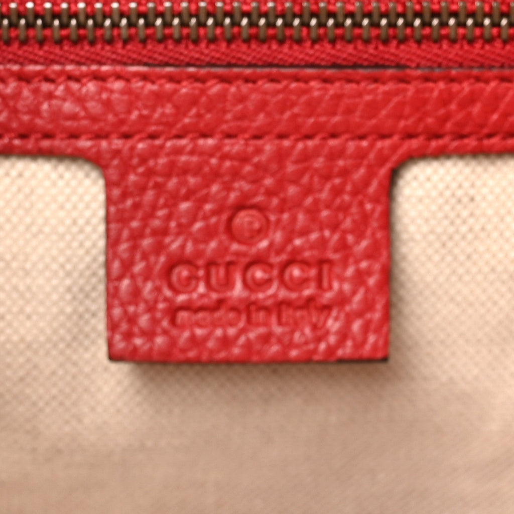 Gucci Calfskin Small GG Marmont Top Handle Bag Vulcanic Red