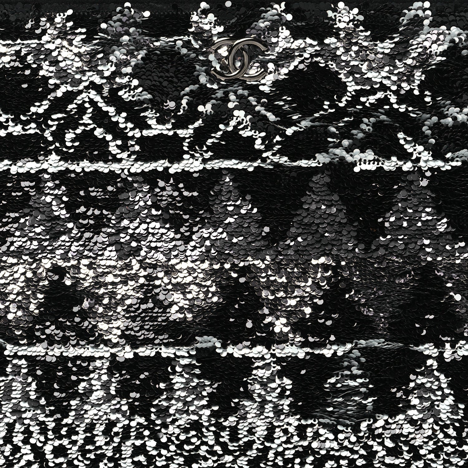 Chanel Sequin Wool Quilted Cosmetic Pouch Black Silver
