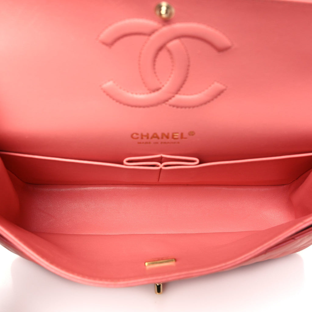 Chanel Iridescent Lambskin Quilted Medium Double Flap Pink