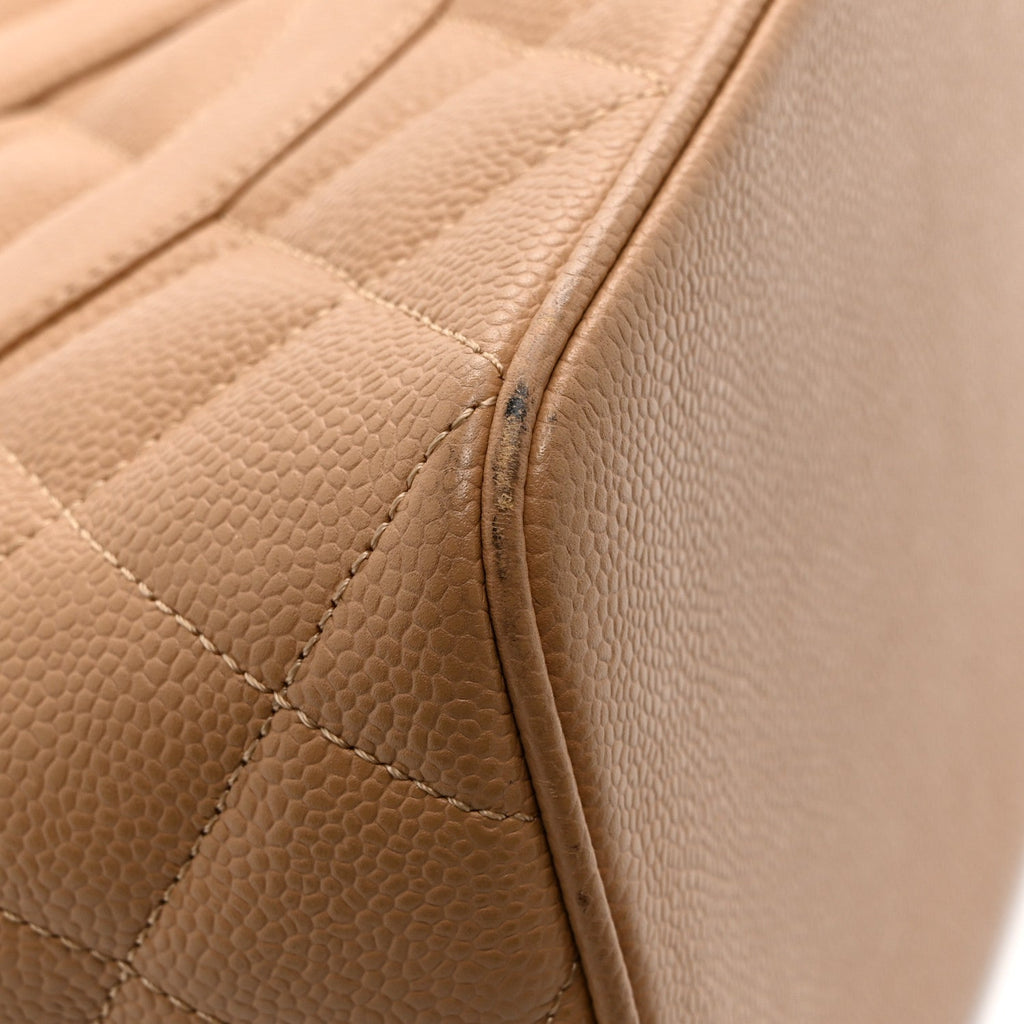 Chanel Caviar Quilted Medallion Tote Beige