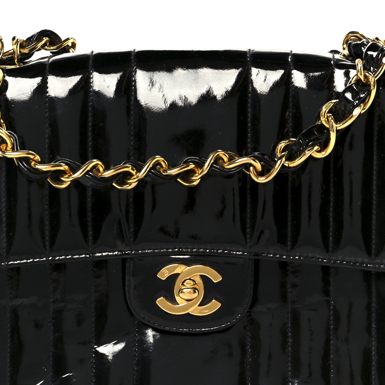 Chanel Patent Vertical Quilt Small Flap Black