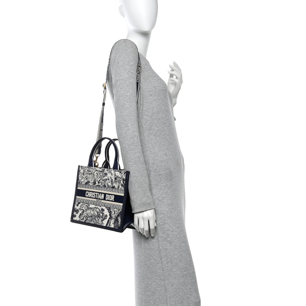 Christian Dior Calfskin Dioriviera Toile De Jouy Small Book Tote With Strap Blue Multicolor