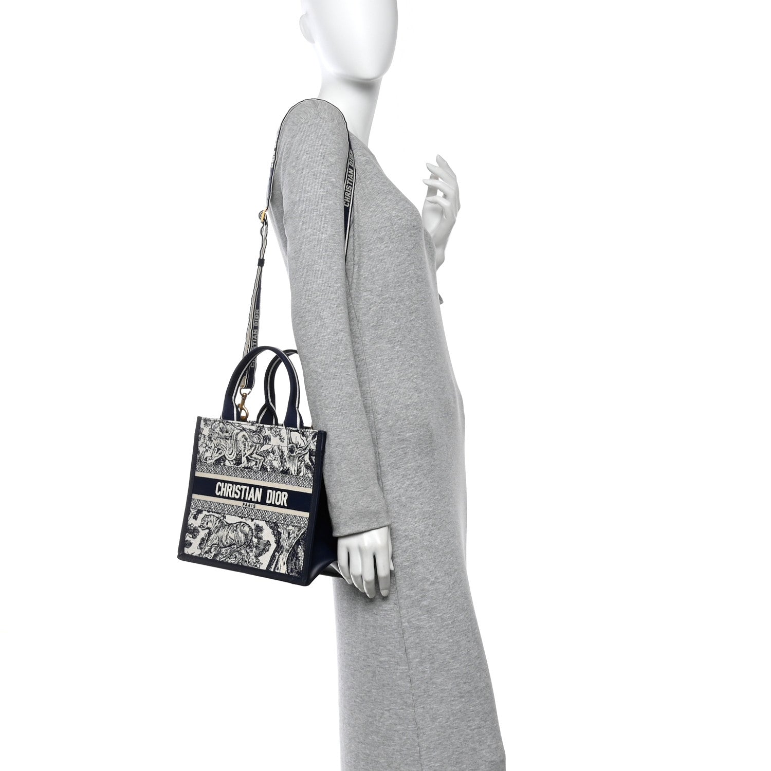 Christian Dior Calfskin Dioriviera Toile De Jouy Small Book Tote With Strap Blue Multicolor