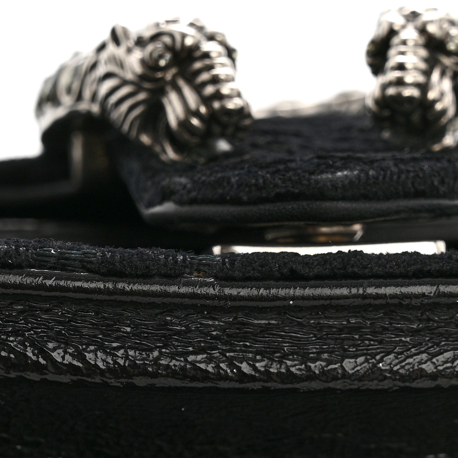 Gucci Velvet Skipper Crystal GG Monogram Small Dionysus Shoulder Bag Black Black Diamond