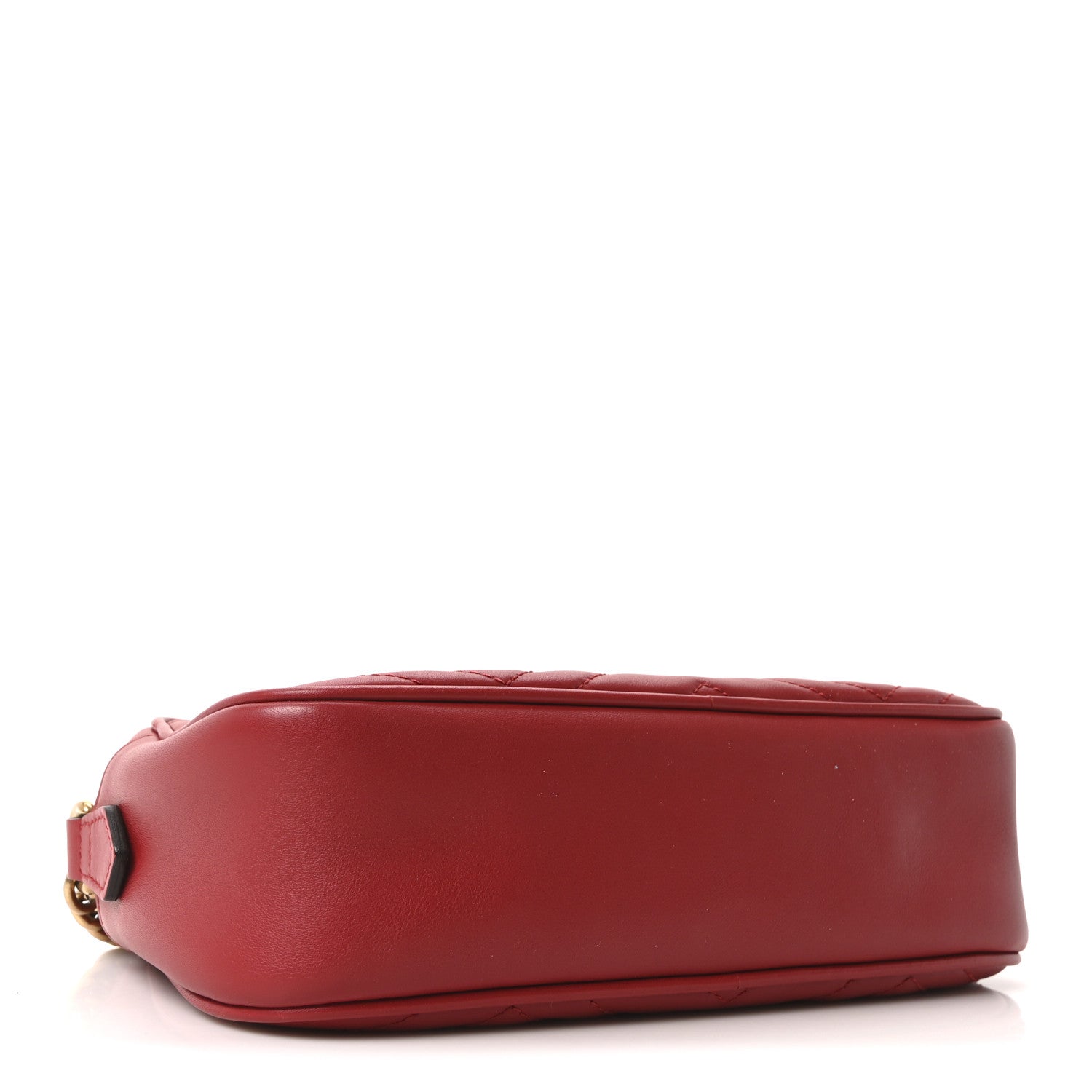 Gucci Calfskin Matelasse Small GG Marmont Chain Shoulder Bag Hibiscus Red