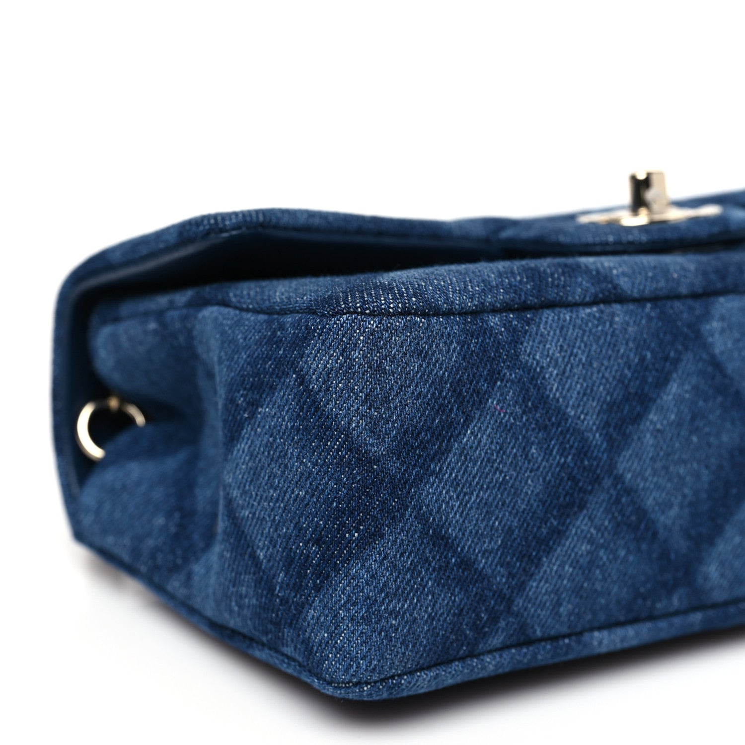 Chanel Printed Denim Quilted Mini Rectangular Flap Dark Blue