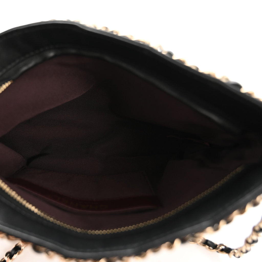 Chanel Lambskin Chain Frame Shoulder Bag Black