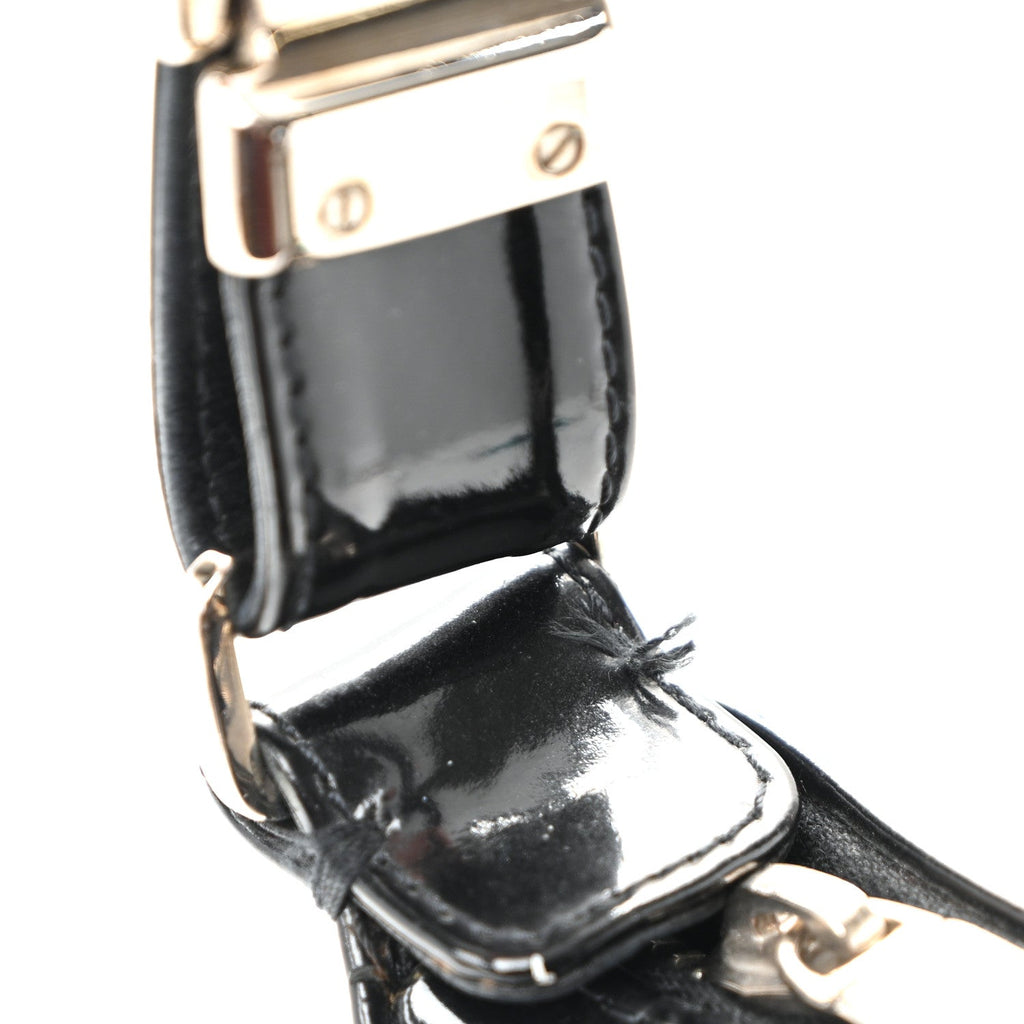 Chanel Patent Quilted Small Chocolate Bar Shoulder Bag Black