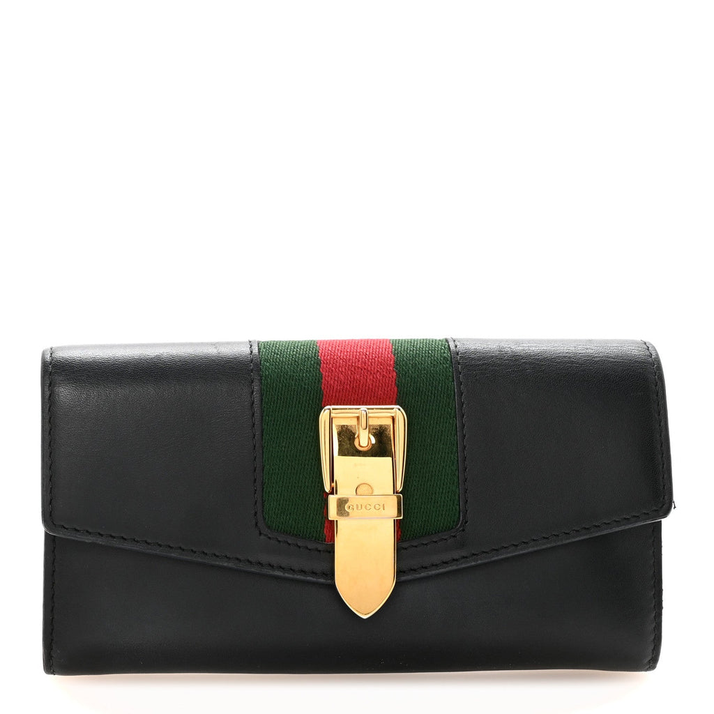 Gucci Calfskin Sylvie Continental Wallet Black