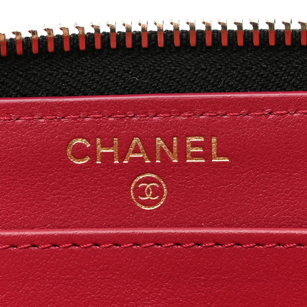 Chanel Shiny Goatskin Quilted Chanel 19 Long Zipped Around Wallet Black
