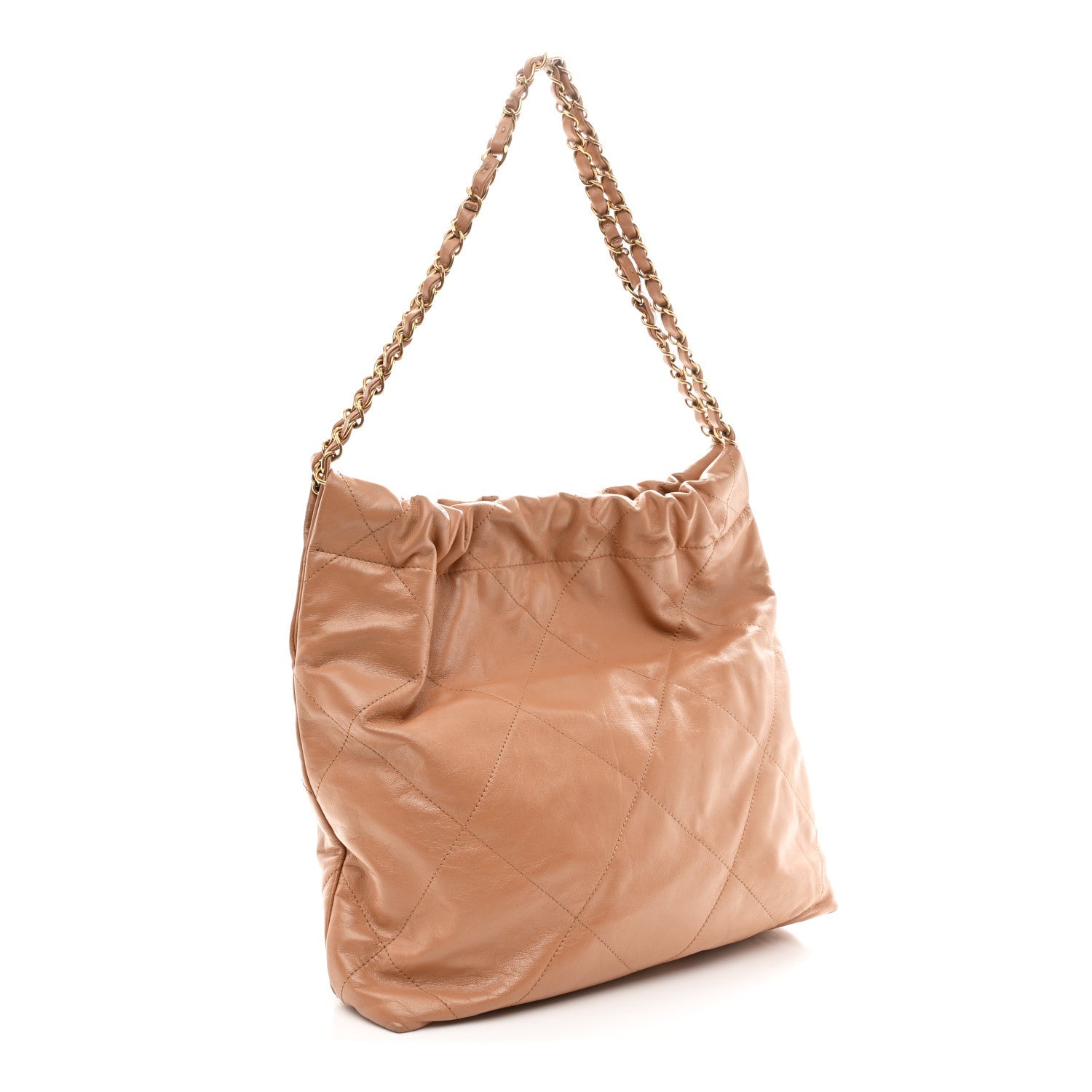 Chanel Shiny Calfskin Quilted Small Chanel 22 Beige
