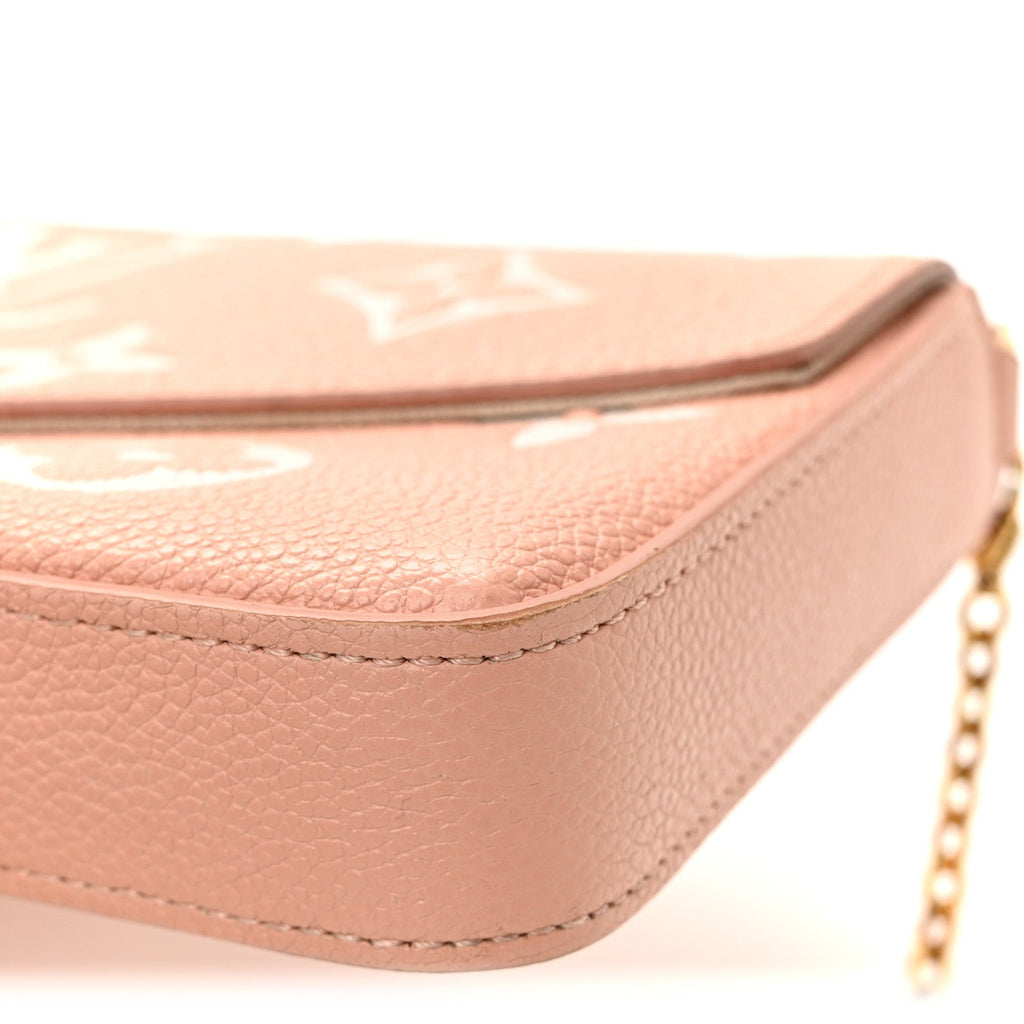 Louis Vuitton Empreinte Monogram Giant Felicie Pochette Chain Wallet Rose Trianon Creme