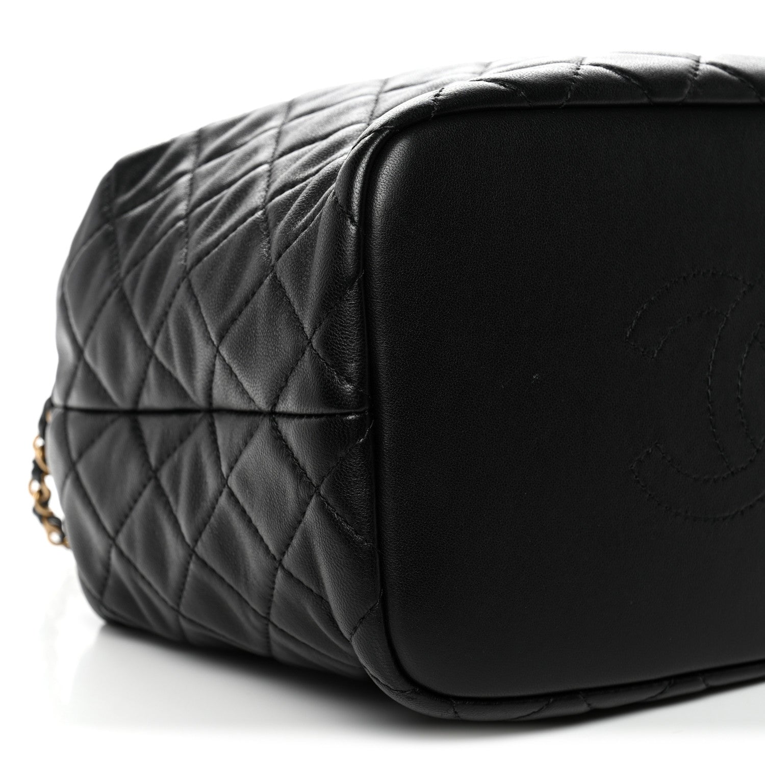 Chanel Lambskin Quilted Large Perfect Meeting Hobo Black